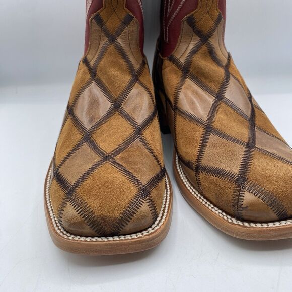 Horse Power Anderson Bean Boots HP1103 Mens 9 D Brown Suede Patchwork Red main image 5